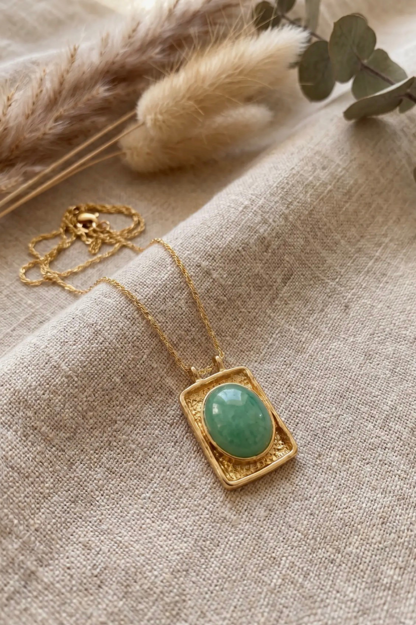 Jadeite Tablet Pendant Necklace
