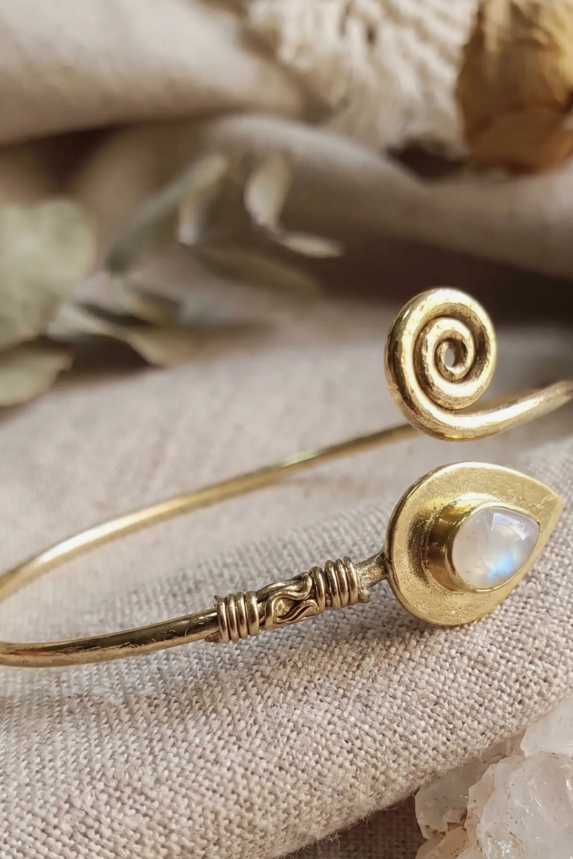 Gold Moonstone Wrap Bangle