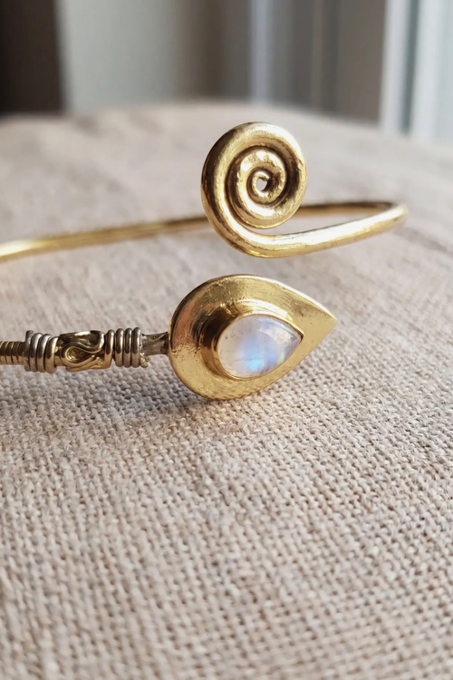 Gold Moonstone Wrap Bangle