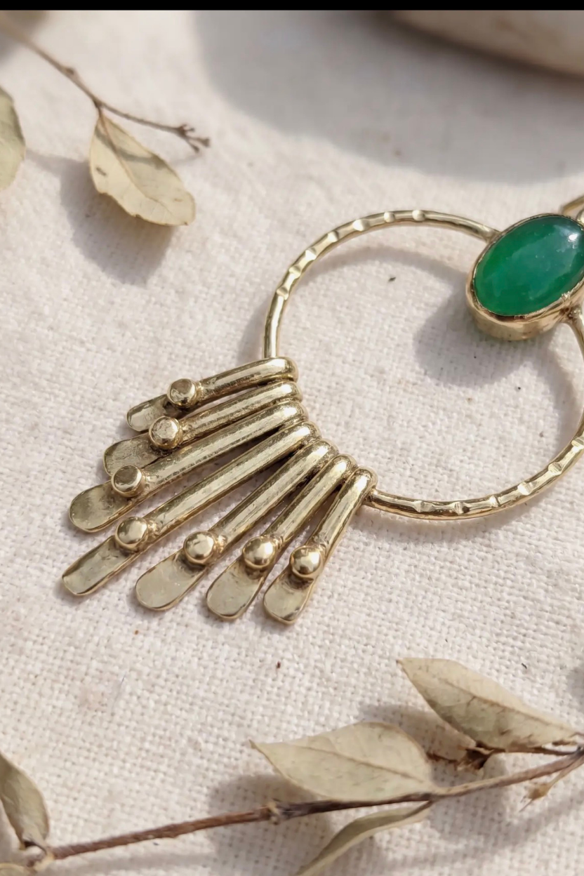 Green Moonstone Fringed Dropped Earrings