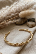 Twisted Rope Cuff Gold Bracelet