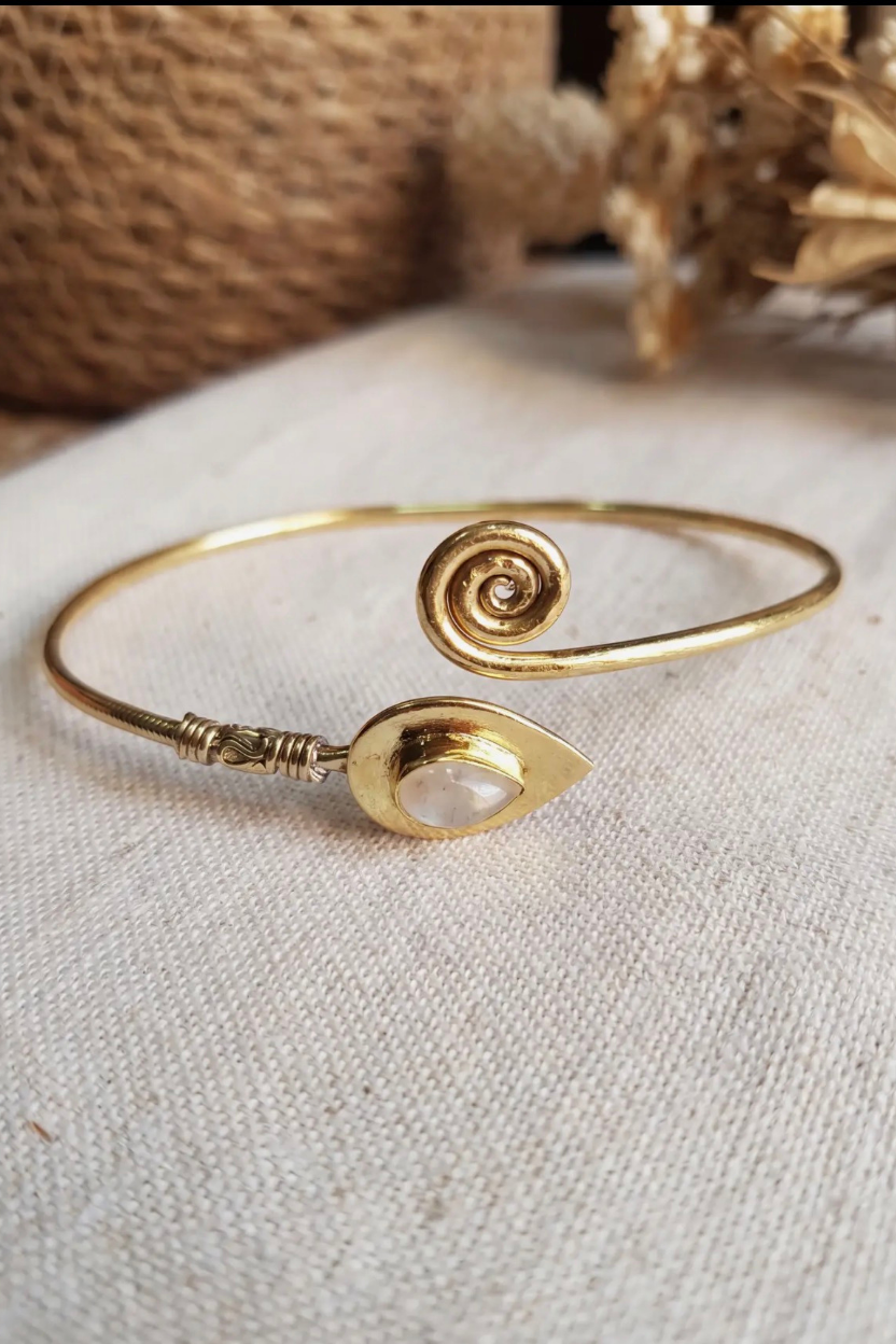 Gold Moonstone Wrap Bangle