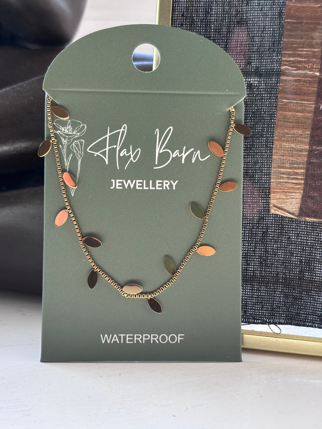 Flax Barn Gold Tarnish Resistant Alternating Leaf Necklace