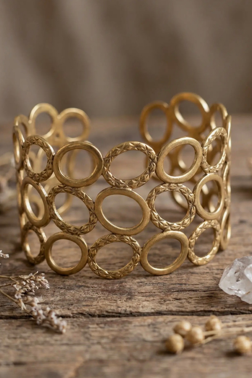 Open Circle Cuff Gold Bracelet