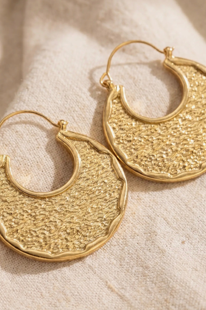 Mystic Gold Stamped Hoop Earrings