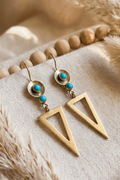 Turquoise & Gold Triangle Drop Earrings