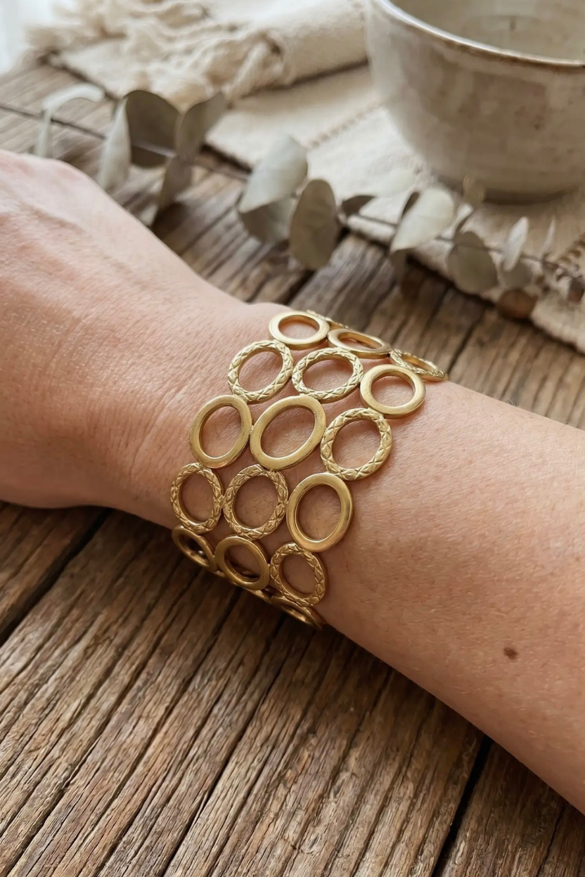 Open Circle Cuff Gold Bracelet