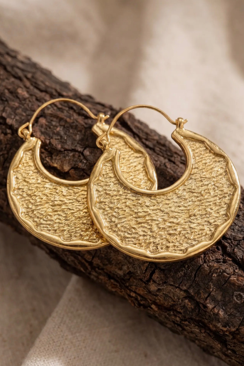 Mystic Gold Stamped Hoop Earrings