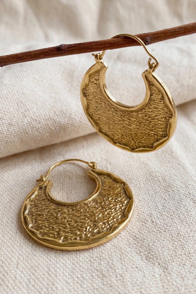 Mystic Gold Stamped Hoop Earrings