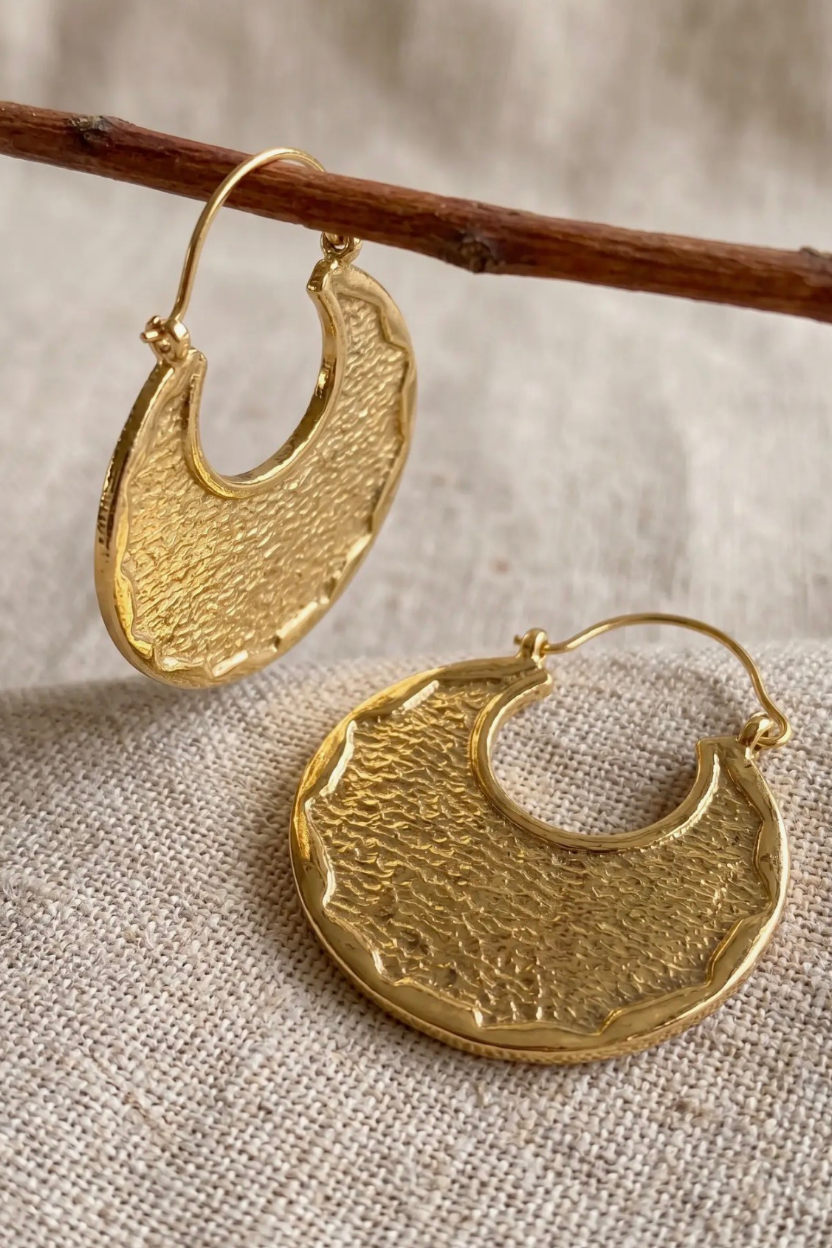 Mystic Gold Stamped Hoop Earrings