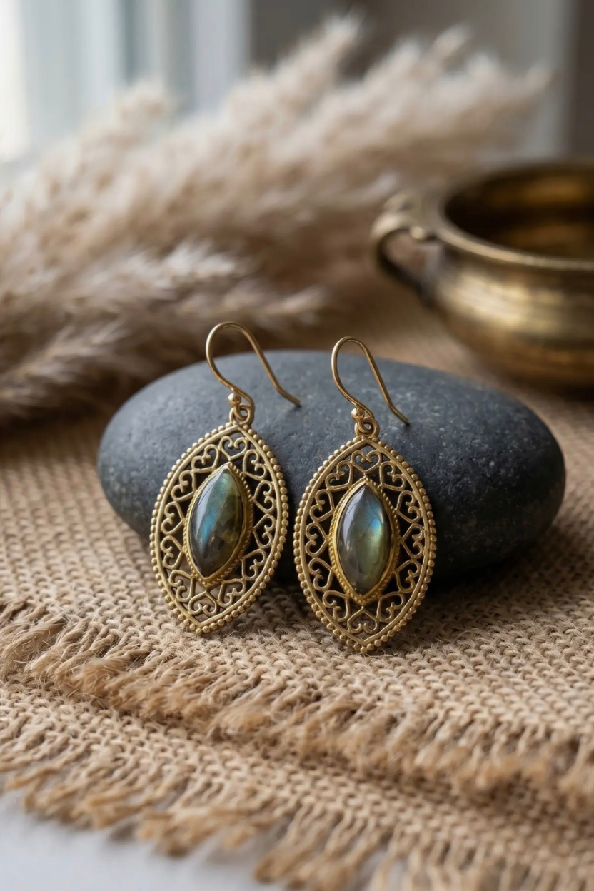 Moonstone Leaf Earrings