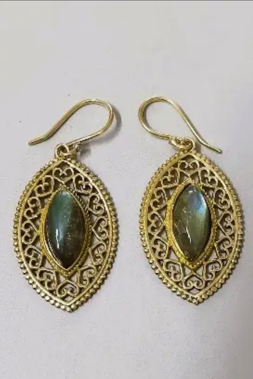 Moonstone Leaf Earrings