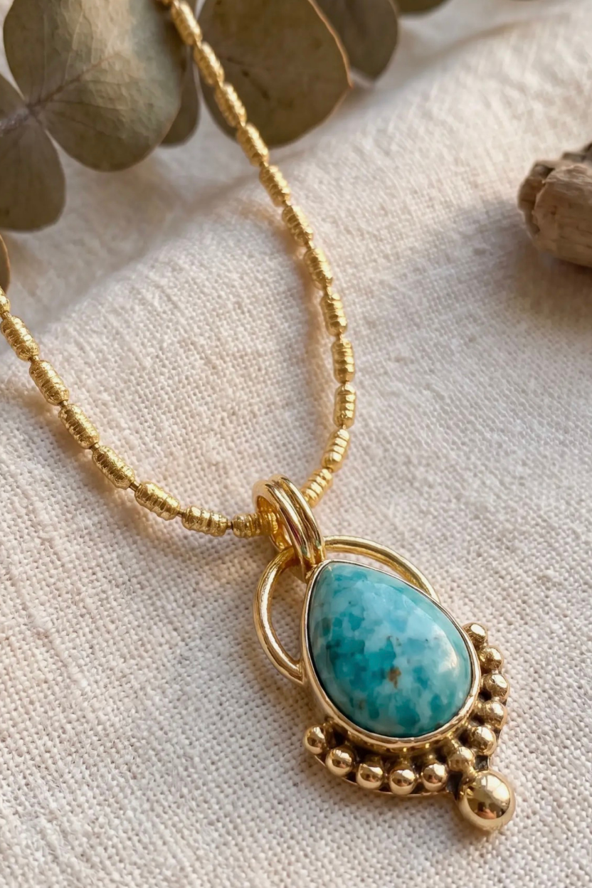 Turquoise Teardrop Pendant Necklace