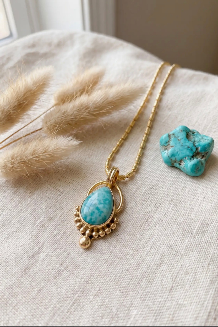 Turquoise Teardrop Pendant Necklace