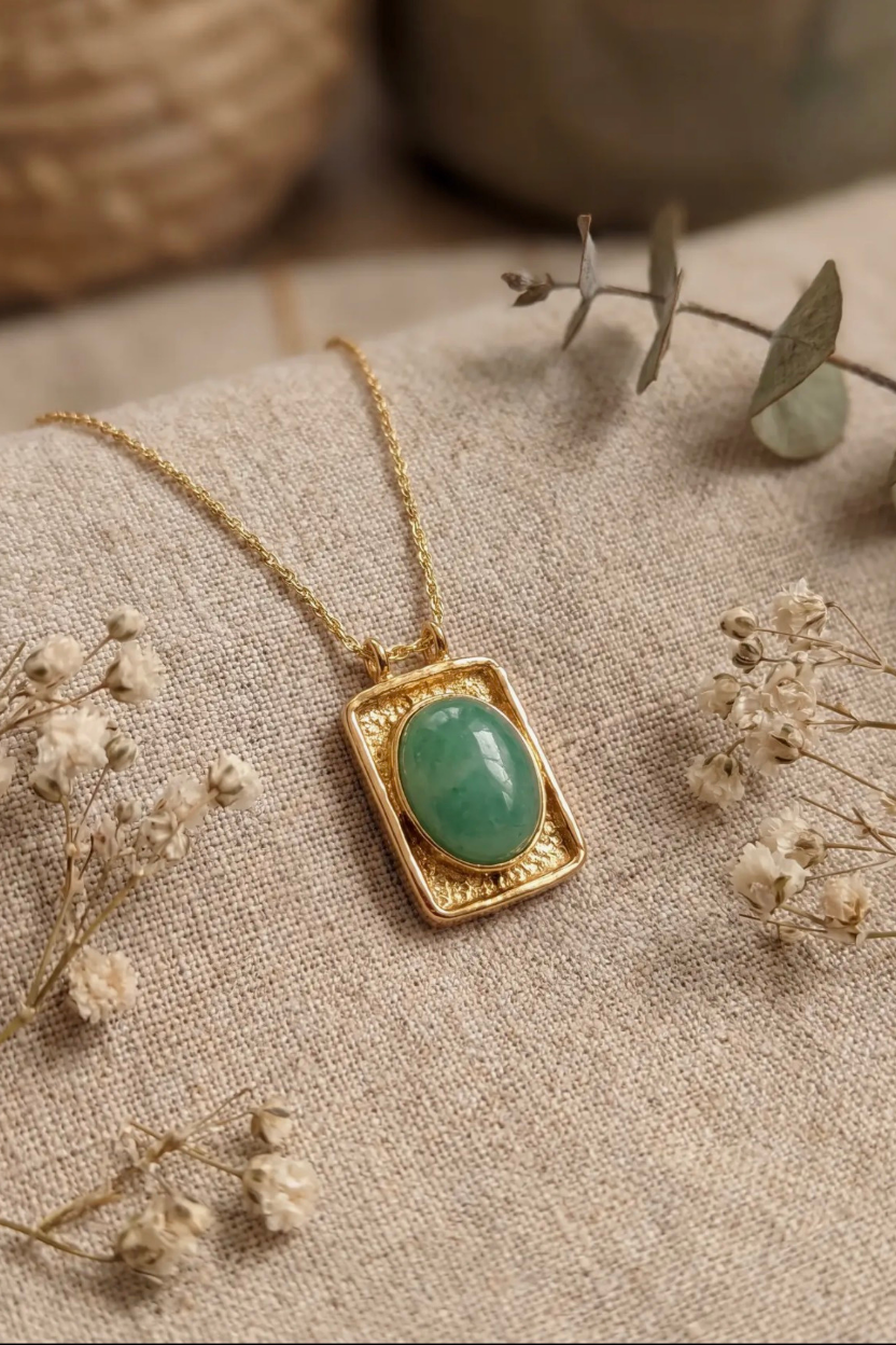Jadeite Tablet Pendant Necklace