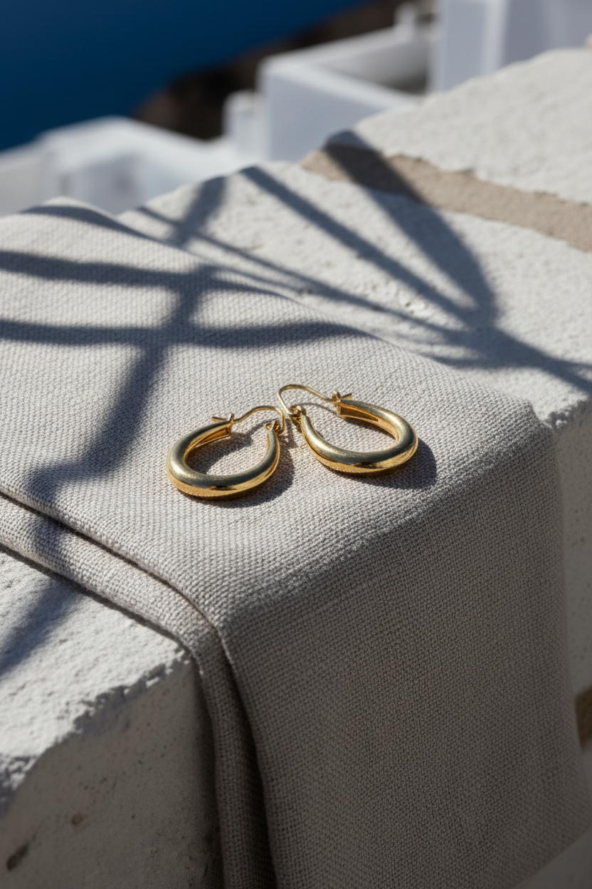 Gold Tubular Hoop Earrings