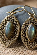 Moonstone Leaf Earrings