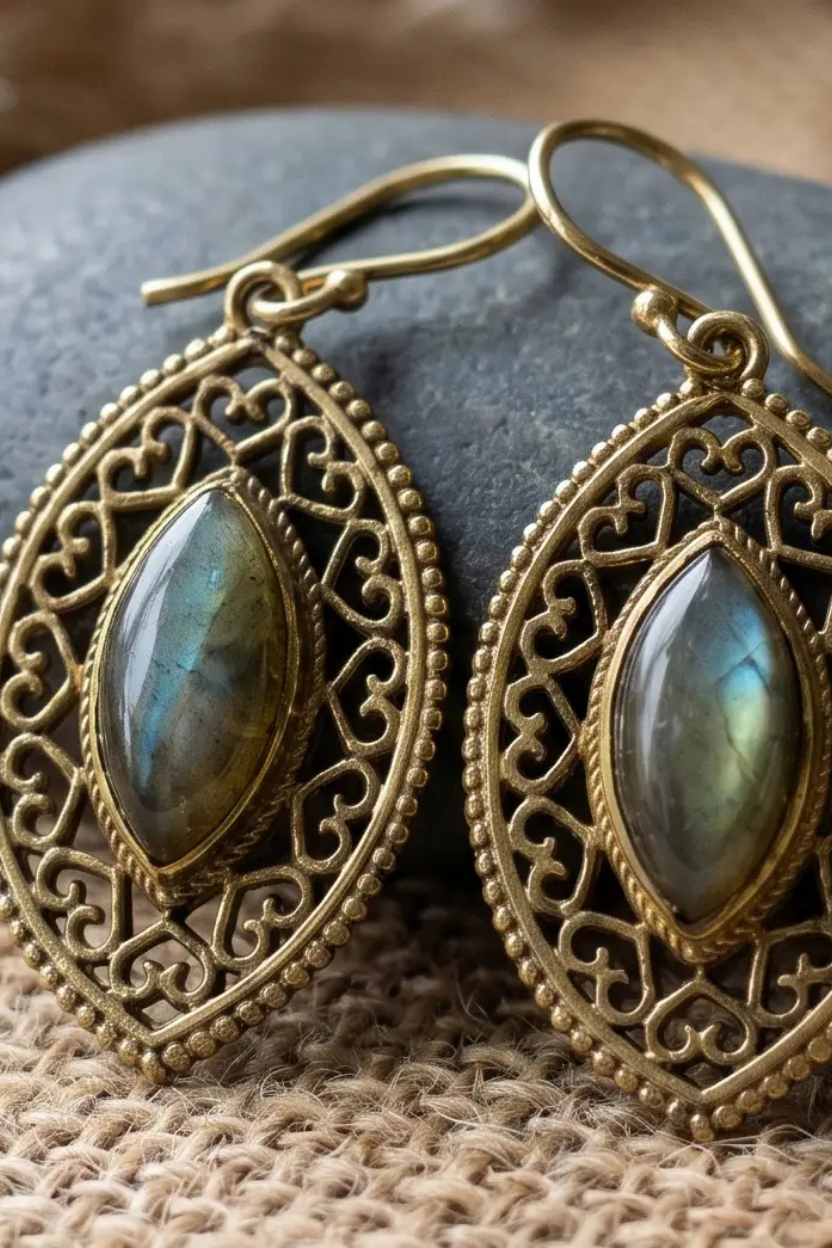 Moonstone Leaf Earrings