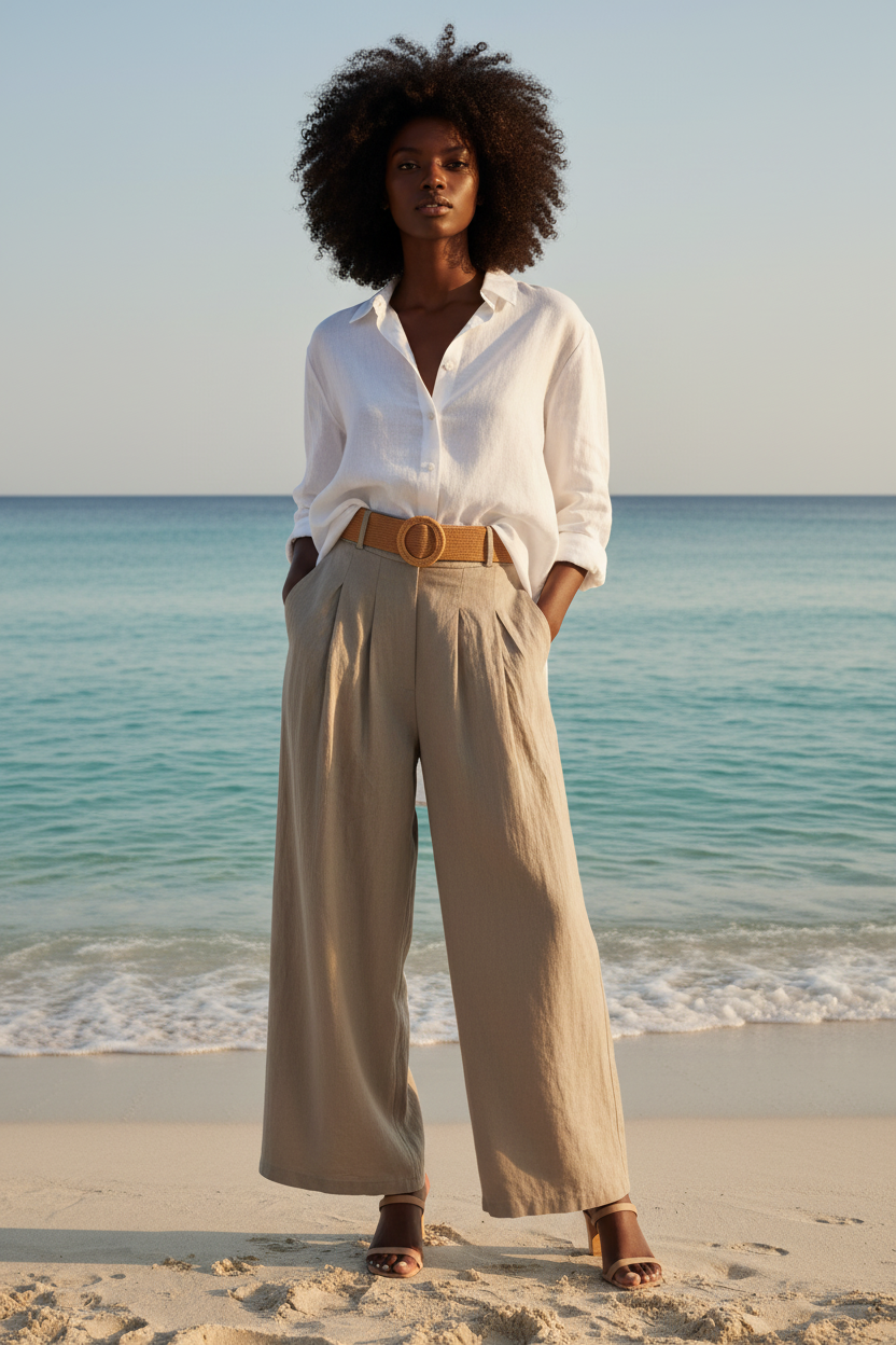 Taupe Trousers Beach Portrait