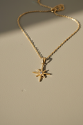 Gold Star Pendant Necklace Flat Lay