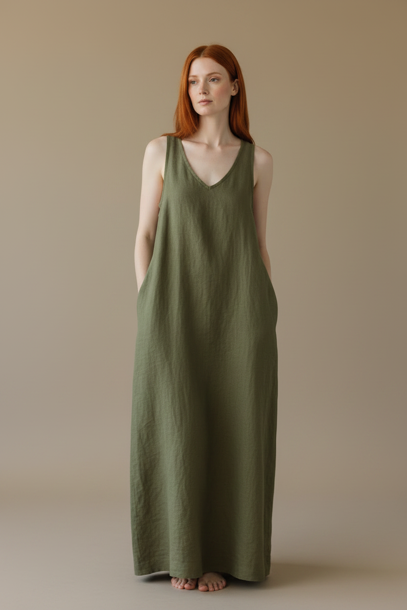 Olive Maxi Dress — Model C