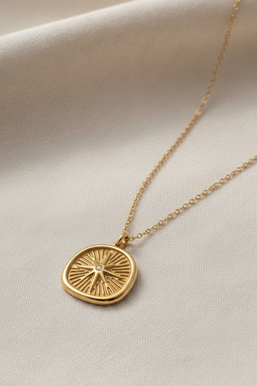 Necklace on linen